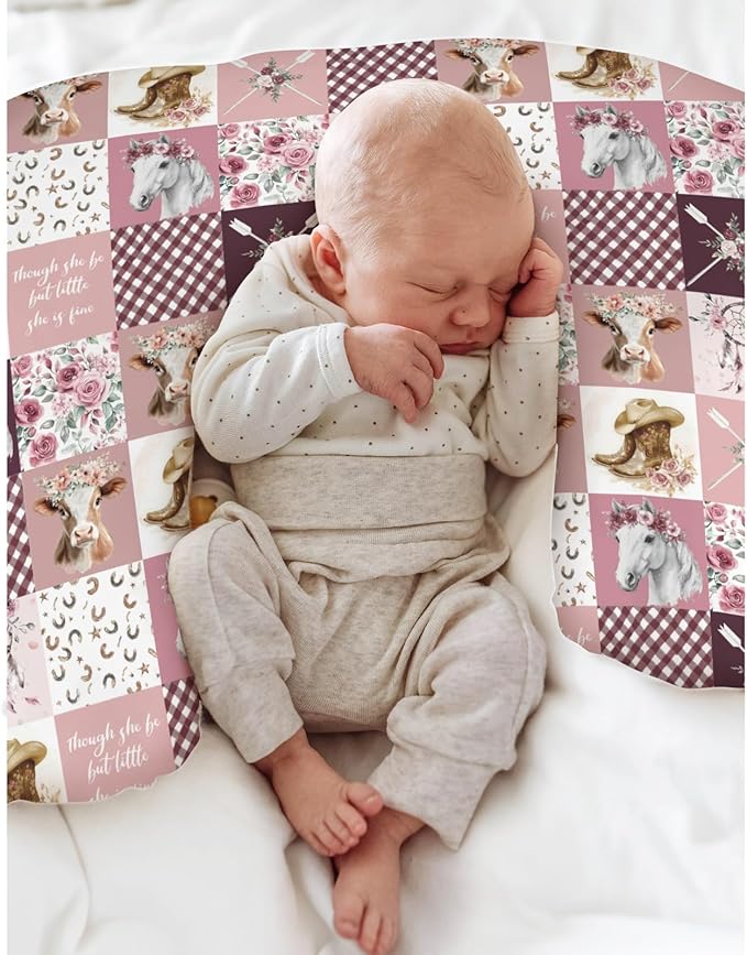Pink Cowgirl Horse Cow Roses Baby Nursing Pillow Covers for Girl Tribal Dreamcatcher Arrows Nursing Slipcovers for Breastfeeding Pillows Western Cowgirl Boots Soft Stretchy Cover for Newborn Infant