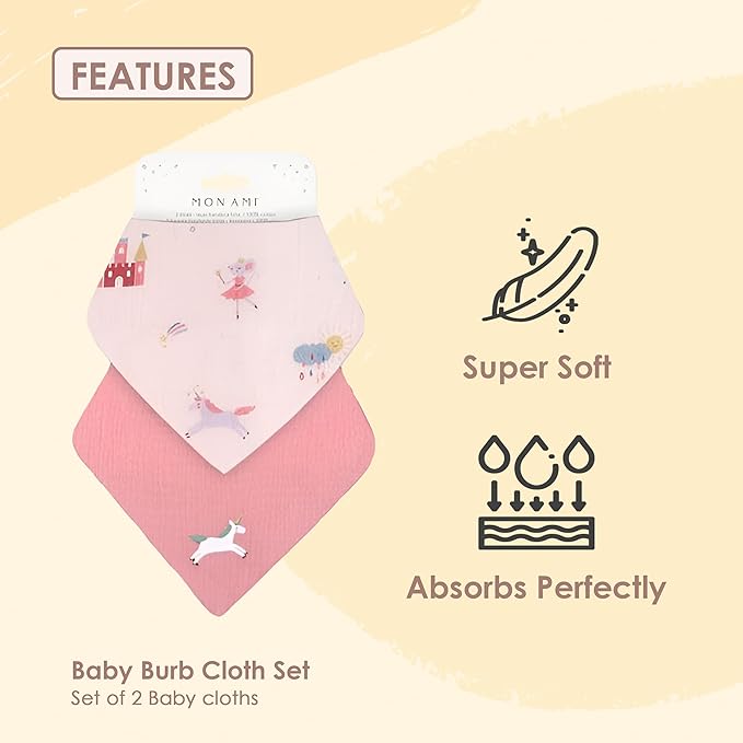 MON AMI Muslin Burp Cloths for Baby – 100% Cotton Burping Cloths for Babies, Extra Absorbent, Ultra-Soft, Baby Essentials