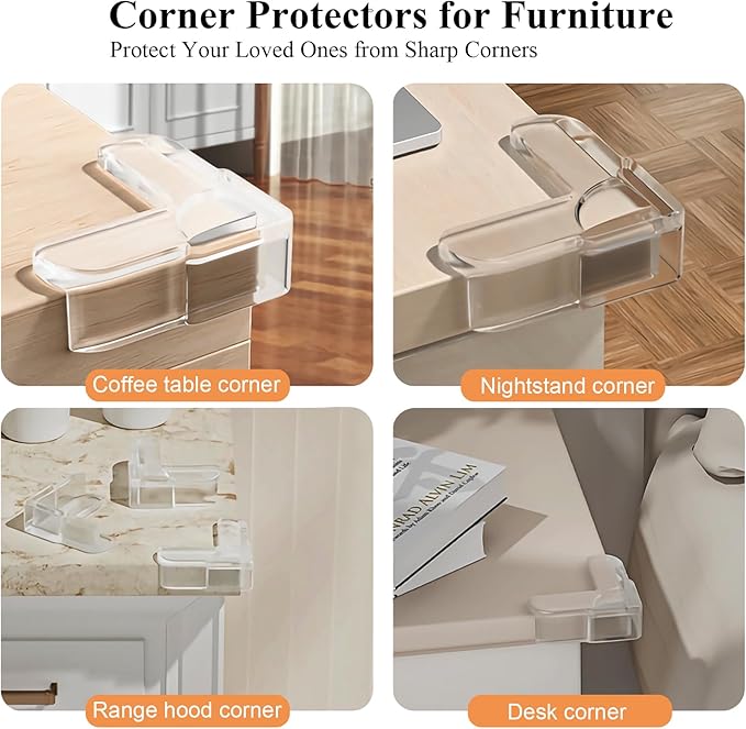 Corner Protector Baby – MOYONTE 16 Pack Clear Air Cushion Baby Proof Corners and Edges, Soft Furniture Table Corner Protectors with Strong Adhesive, Non-Toxic Safety Corner Protectors for Child Safety