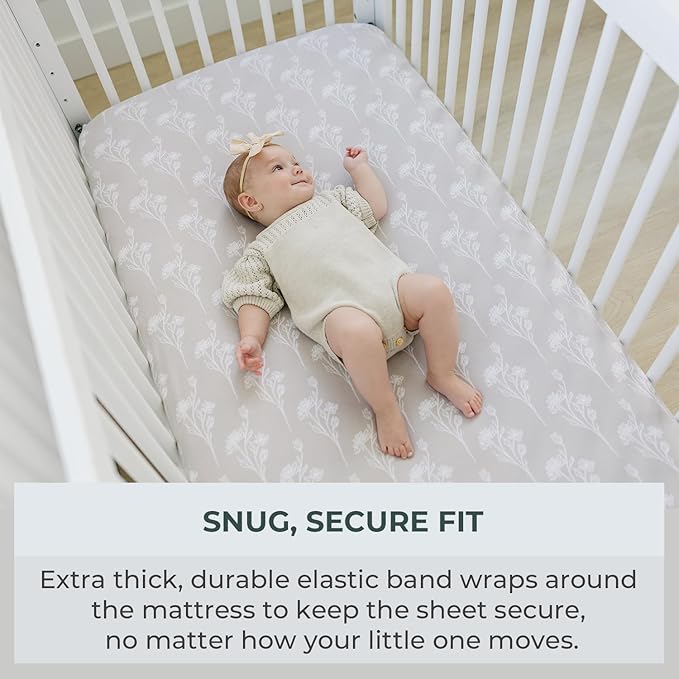 Pobibaby - 2 Pack Premium Fitted Baby Girl Crib Sheets for Standard Mattress - Ultra-Soft Jersey Knit, Safe and Snug, and Stylish Floral Crib Sheet (Wildflower)