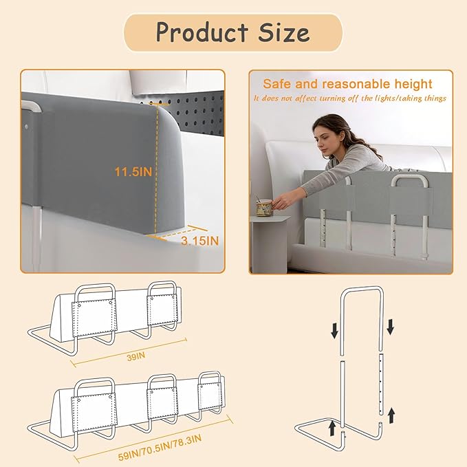 Baby Bed Bumpers for Toddlers Kids Bed,Baby Foam Bed Rail Guard for Elderly Adults,59inch Foam Padded Side Rail，Soft Safety Guard Rail for Kids,Side Rail for Queen King Twin Full Size