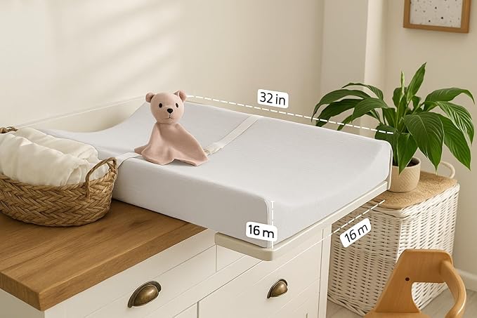 Muslin Changing Pad Cover 2 Pack, Soft Baby Changing Pad Covers, Stays in Place, Fits Standard 32x16 Inches Changing Pads, No Shrink, Perfect for Baby Girls (White)