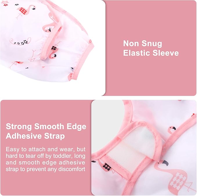 Accmor 3 Pack Long Sleeve Bibs, Baby Smock Waterproof Sleeved Bib Smock for Baby Toddler 6-36 Months