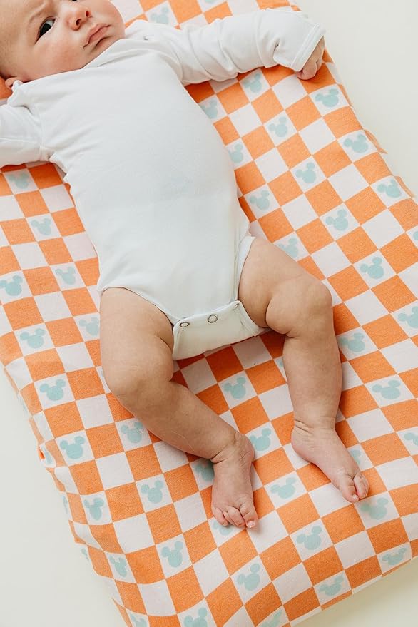 Copper Pearl Premium Knit Diaper Changing Pad Cover 'Mickey Mouse Check'