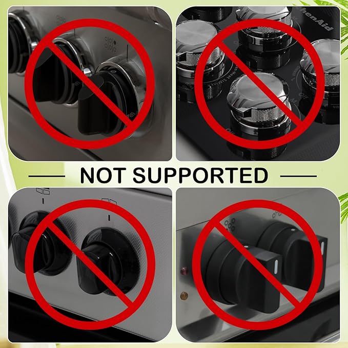 Gas Stove Knob Locks, Gap-fit Pin for Stove Knobs, for Knob Gap At Least 0.27", Oven Lock Child Safety, Baby Proofing Stove Knob Safety Covers Black Color, Pack of 5, with 1 Extra Piece for Back up