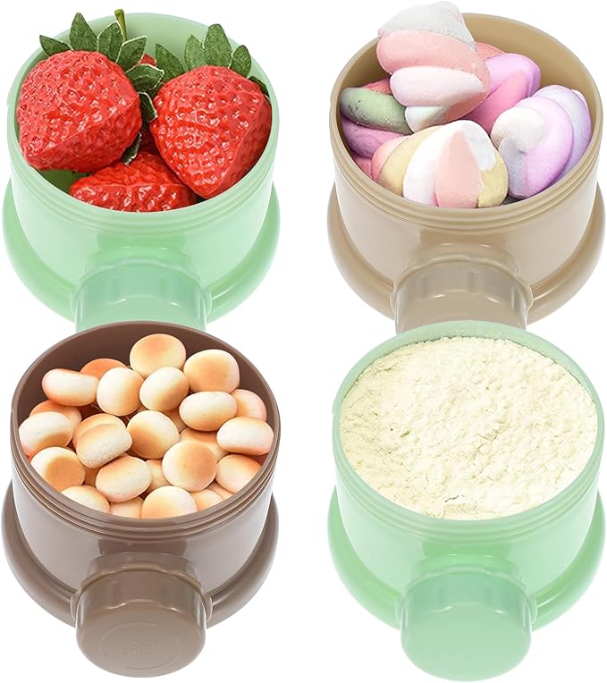 Formula Dispenser: 4 Compartments Stackable Formula Container for Travel - Portable Baby Milk Powder & Snack Storage Box, Light Green Leak Proof