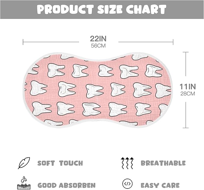 Cute Dental Teeth Burp Cloths Baby Boys Girls Absorbent Soft Cotton Burping Cloths Rags, 4 Pack
