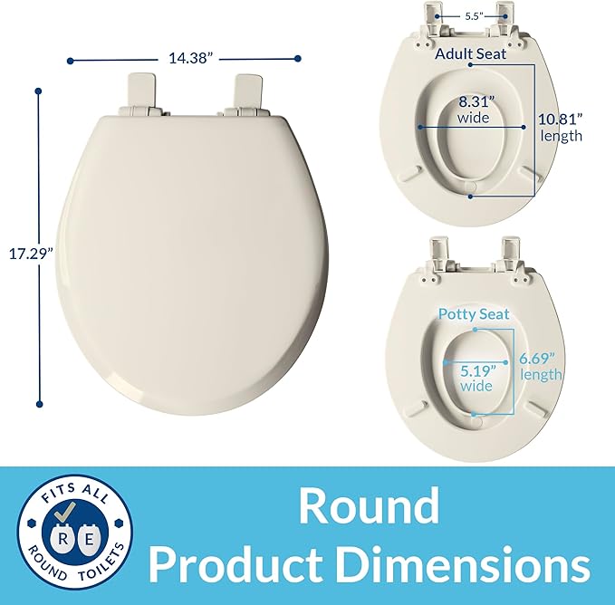 Mayfair NextStep2 Toilet Seat with Built-In Toddler Potty Training Seat, Slow Close, Easy Clean, Magnetic Removable Kids Seat, ROUND, Biscuit