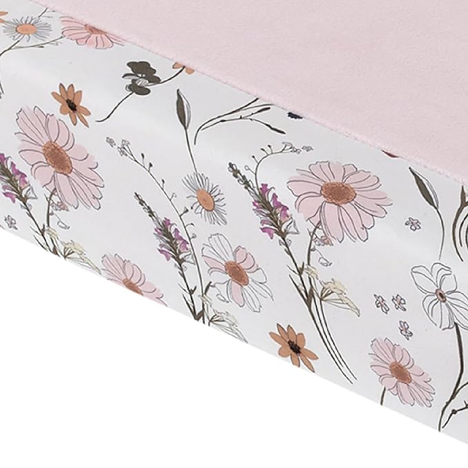 NoJo Keep Blooming Super Soft Plush Baby Changing Pad Cover – Standard Size, Floral Design, Machine Washable