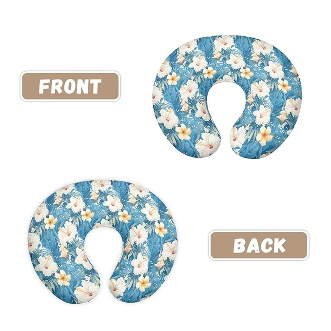 Hibiscus Flower Soft Nursing Pillow Cover Hawaii Style Tropical Floral Fits The Original Support Pillow for Breastfeeding and Bottle Feeding Blue Machine Washable