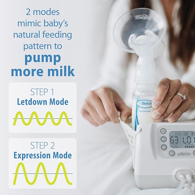 Dr. Brown's Customflow Hospital Strength Double Electric Breast Pump with Adjustable Settings, Includes Breast Milk Collection Bottles, Flanges & Other Pumping Essentials