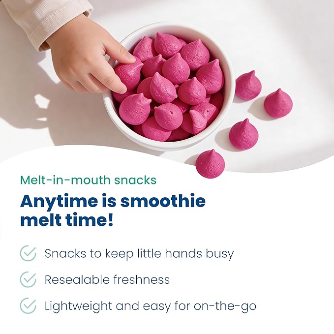 Amara Smoothie Melts - Beets n' Berries- Organic Baby Snacks w/ Fruits & Veggies - Plant Based Yogurt Melts - Healthy Toddler Snack - Activity Book Included - Enjoy From 10+ Mos - 6 Resealable Bags