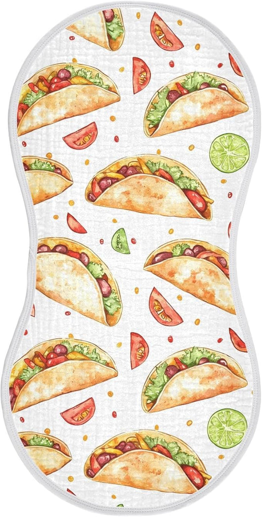 vvfelixl Muslin Burp Cloths Cartoon Spicy Mexican Tacos Baby Washcloths for Baby Girl Boys 2 Pack