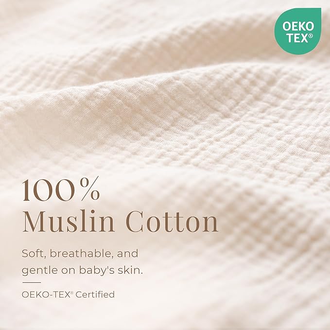 Konssy Muslin Nursing Cover for Baby Breastfeeding, Breathable 100% Cotton Breastfeeding Cover with Rigid Hoop for Mother Nursing Apron, Multi-use Carseat Canopy (Summer Wheat)