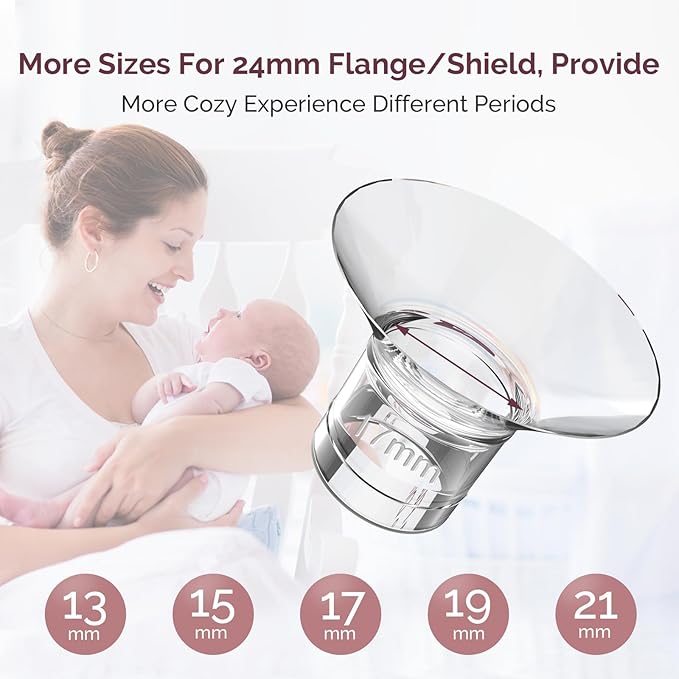 Flange Insert 6PCS 17/19/21mm for Momcozy S9/S9pro/S10/S12/S12pro/Medela/Tsrete/Spectra/Bellababy etc 24mm Wearable Breast Pump, Reduce 24mm Tunnel Down to Other Correct Size