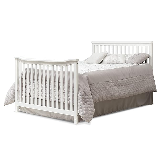 Sorelle Palisades 3-Piece Nursery Set - 4-in-1 Convertible Crib, 4-Drawer Dresser, Changing Table with Hamper - Non-Toxic Wood Finish - White