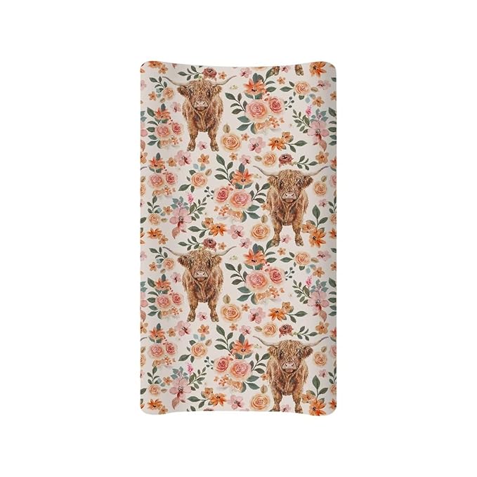 ZDCUSTOM Floral Yak Print Changing Pad Cover Changing Table Cover Soft Changing Pad Sheets Cradle Mattress Sheets Safe and Snug
