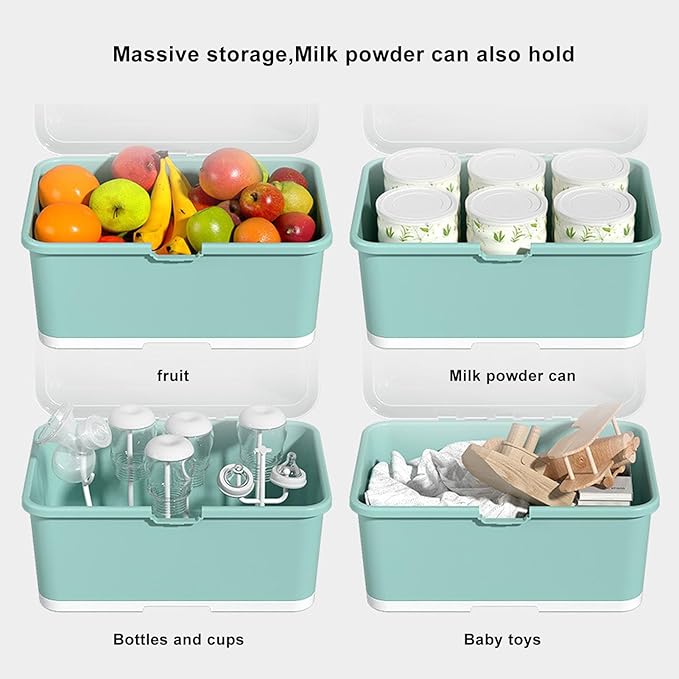 Bottle Drying Storage Box, Strong Load Capacity, Portable Breastfeeding Cutlery Box, Dry Keep Container, Easy Assembly, Removable PP Cover for (Olive Green)