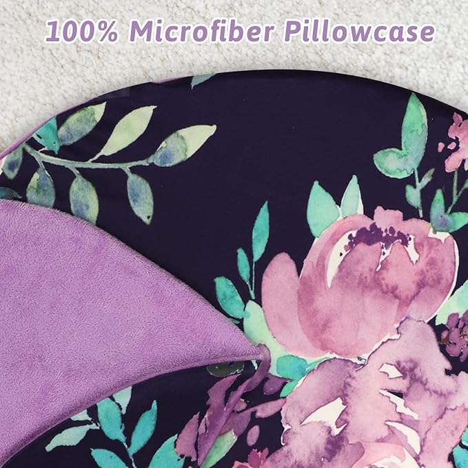 TANOFAR Nursing Pillow Cover 1 Pack, Stretchy Removable Nursing Cover for Breastfeeding Pillows, Ultra Soft Snug Fits On Newborn Feeding Pillow Case for Baby Girls/Boys, Purple Flower