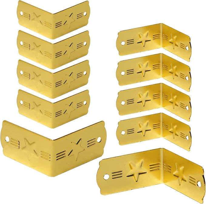10 Pcs Iron Baseboard Corner Protectors, Skirting Board Corner Protectors Corner Guards, Vintage Metal Edge, Table Corner Edge Cover Safety Brackets with Screws.
