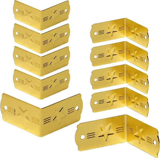 10 Pcs Iron Baseboard Corner Protectors, Skirting Board Corner Protectors Corner Guards, Vintage Metal Edge, Table Corner Edge Cover Safety Brackets with Screws.