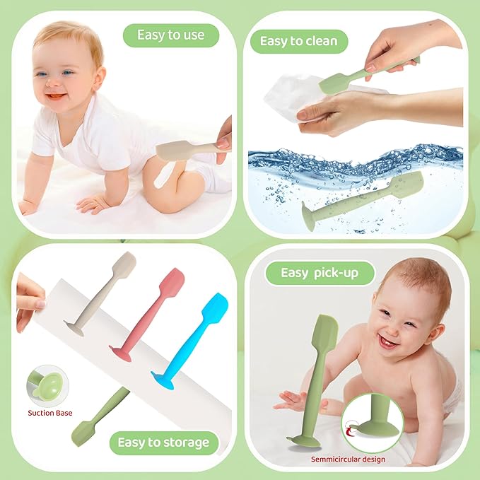 Baby Diaper Cream Spatula with Case,2 Large Diaper Spatula with 2 Case 1 Gift Box,Soft Butt Paste Spatula Baby Butt Spatula,Diaper Cream Applicator Diaper Rash Spatula Blue Beige