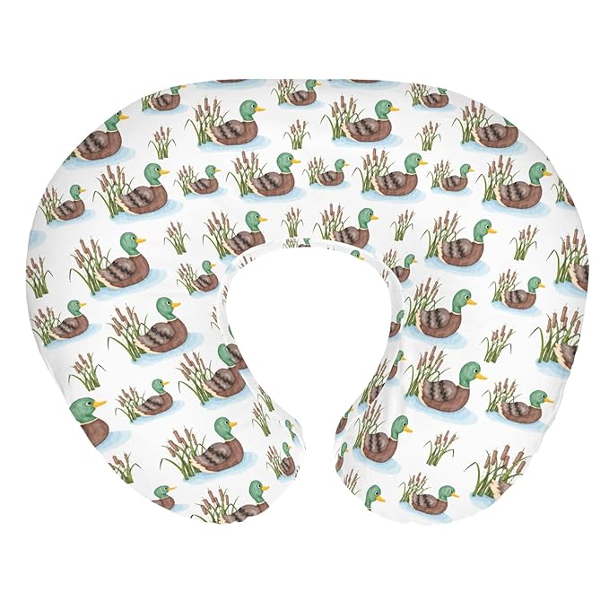 Cute Mallard Ducks Baby Nursing Pillow Covers for Boy Girl Wild Duck Lake Nursing Pillowcase for Breastfeeding Pillows Hunting Ducks Birds Soft Stretchy Slipcovers for Newborn Infant