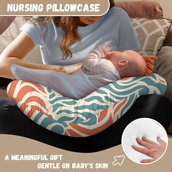 Spiral Stripe Stretchy Nursing Pillow Covers Abstract Line Soft Snug Fits On Infant Nursing Pillow, Aesthetic Art Newborn Feeding Pillow Case, Machine Washable
