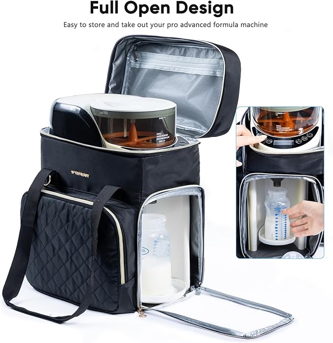 SFYBYHEART Carrying Case Compatible with Baby Brezza Formula Pro Advanced Formula Dispenser Machine Carrying Bag - Baby Formula Mixer Travel Bag with Pockets for Baby Essential, Pumps, Baby Bottles