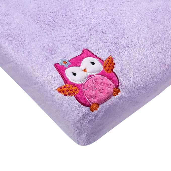 Coral Velvet Nursery Diaper Changing Table Cover Sheet Baby Girl Baby Boy Diaper Changing Pad Cover Sheet 1PC (Purple Owl)