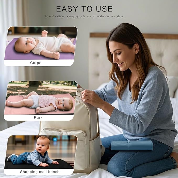 Wipeable Changing Pad for Baby, Black Diaper Changing Mat for Baby Travel or Home, Foldable Mat Fits Perfectly in Diaper Bag (67-18)