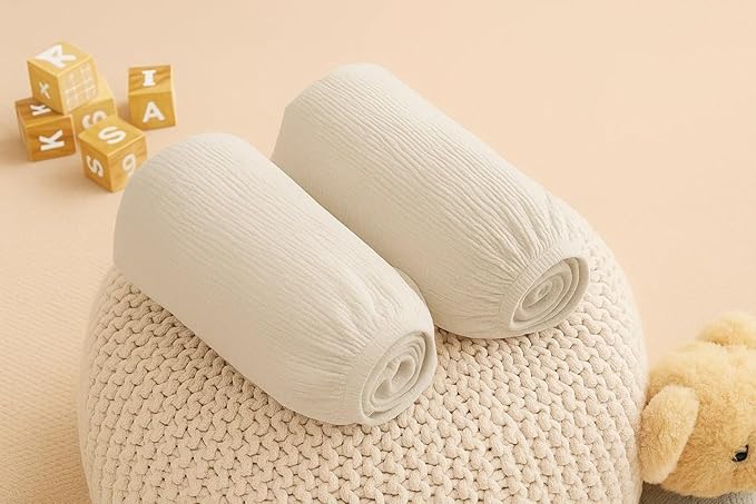 Muslin Changing Pad Cover 2 Pack, Soft Baby Changing Pad Covers, Stays in Place, Fits Standard 32x16 Inches Changing Pads, No Shrink, Perfect for Baby Girls (White)