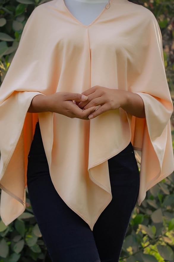 Peruvian Pima Cotton Poncho | 4-in-1 Nursing Cover, Yoga Wrap & Everyday Shawl | Soft, Breathable & Hypoallergenic | Ethically Handcrafted | Peach