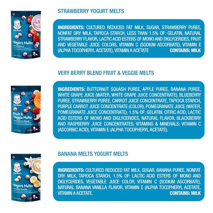 Gerber Baby Snacks Variety Pack | Gerber Snacks for Baby Variety Pack, Yogurt Melts & Fruit & Veggie Melts
