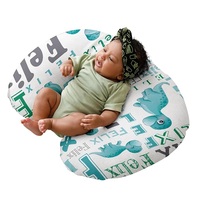 Dyoart Baby Nursing Pillow Cover,Personalized Name Soft Nursing Covers,Breastfeeding Pillow Slipcover for Bottle Feeding,Custom Gifts for Infant,Dinosaur(one Size)