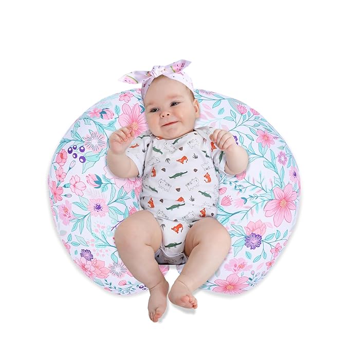 Cloele Nursing Pillow Cover - Botanical Floral Leaf Baby Pillow Cover,Breast Feeding Pillow Slipcovers for Women,Ultra Soft Breathable Infant Nursing Pillowcase for Newborn,Fits Most Nursing Pillows