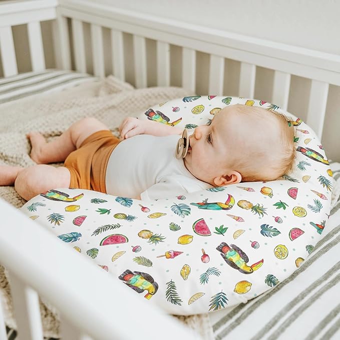 Toucan Tropical Flowers Leaves Baby Nursing Pillow Covers for Boy Girl Summer Birds Fruits Nursery Pillowcase for Breastfeeding Pillows Boho Beach Vacation Soft Stretchy Slipcovers for Newborn Infant