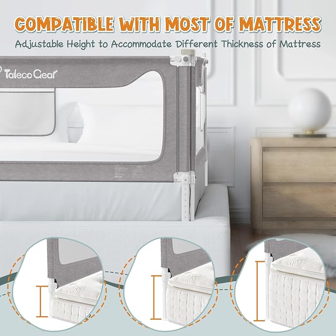 G TALECO GEAR Bed Rail for Toddlers, Stable Protective Bed Side Rails, Baby Bedrail Guard for Twin Full Queen & King Size Bed (74.8 Inch, 1 Piece) (60 Inch (1 Side))