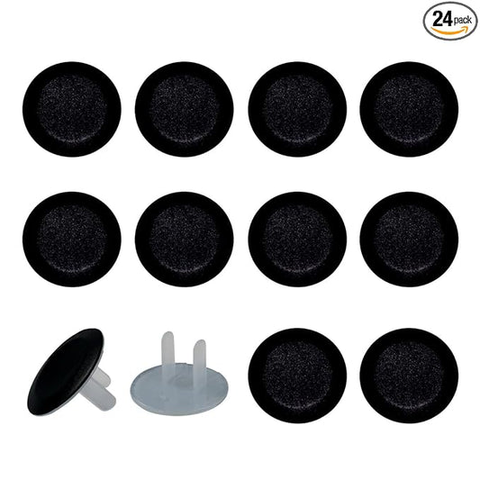 Pure Black Outlet Covers Baby Proofing - Plug Covers for Electrical Outlets, Child Proof Socket Covers, Baby Safety Products for Home, Office