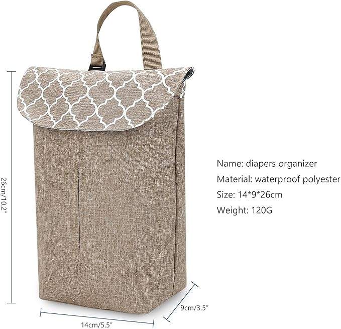 MOMIGO Wet Dry Bags for Baby Wipes Diapers - Reusable, Washable for Stroller, Diapers, Toiletries with Wipes and Diapers Drawing Opening (Brown)