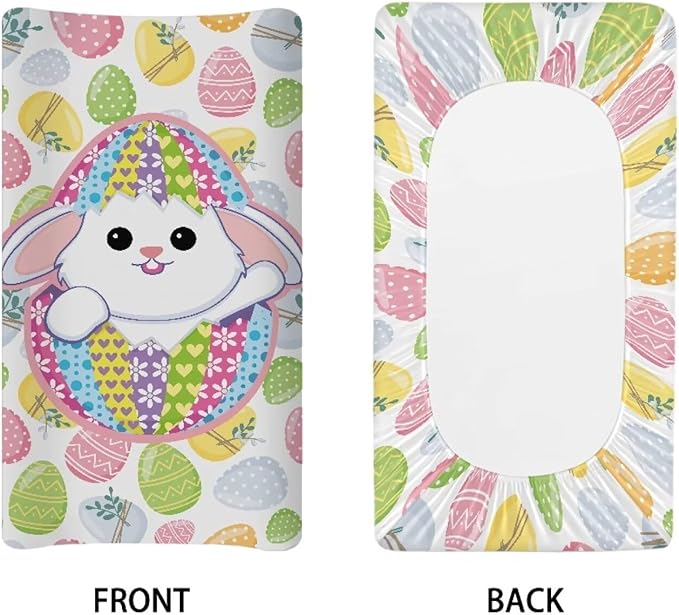 Cute Rabbit Easter Changing Table Cover Waterproof Changing Pad Cover for Baby Comfy Breathable Stretchy Universal Tray Table Mat Easy to Clean