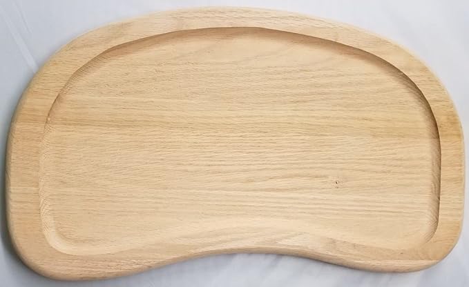 Antique High Chair Tray Vintage Baby Toddler Infant seat Solid Grooved Red Oak Wood