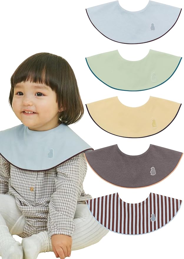 Konny Baby Bib 3/5/7-Pack Set, 360 ° Rotate, Soft and Absorbent Drooling for Toddler Boys Girls Baby Essentials