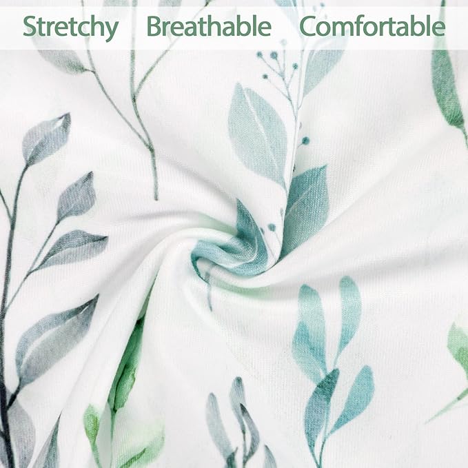 DILIMI Nursing Pillow Cover, Soft Stretchy Nursing Cover for New-Designed Breastfeeding Pillow, Removable Slipover for Baby Boy and Girls, Green Leaf Only Cover