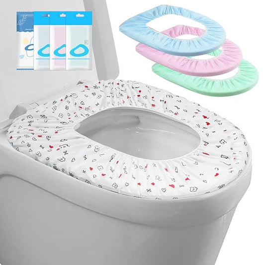 20 Pack Disposable Toilet Seat Cover Waterproof Non-Woven Fabric, Disposable Toilet Seat Covers for Travel, Disposable Seat Covers for Outing Hotel Hospital Public Toilet (4 Colors)