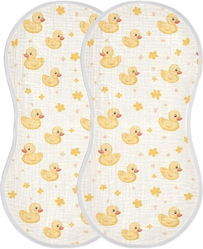 vvfelixl Cute Yellow Rubber Ducks Burp Cloths for Baby Boy Girls Baby Washcloths Burp Rags 1 Pack