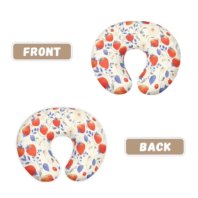 Stretchy Watercolor Strawberry Nursing Pillow Covers Soft and Comfortable Fits On Standard Infant Wildflower Leaves Nursing Pillows for Baby Boy Girl