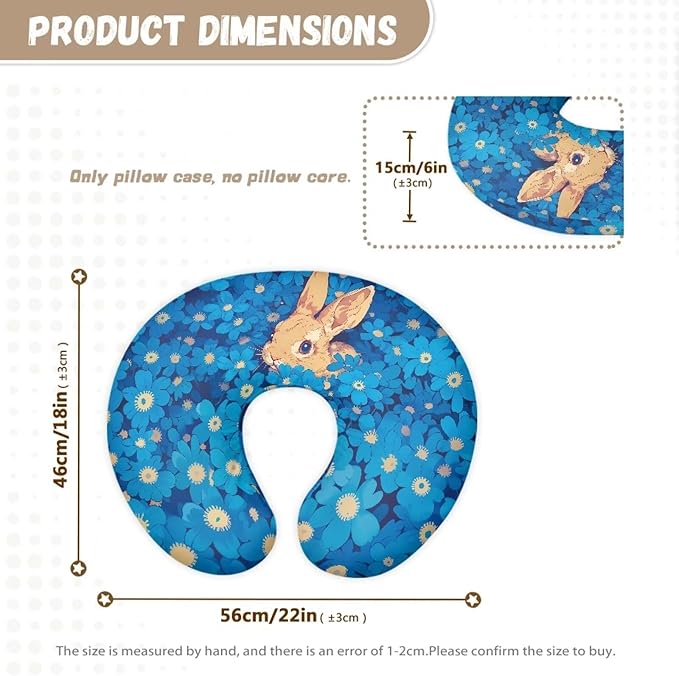 Blue Rabbit Nursing Pillow Covers for Breastfeeding Pillow U-Shaped Pillow Cover Hidden Zipper Design Soft and Skin-Friendly