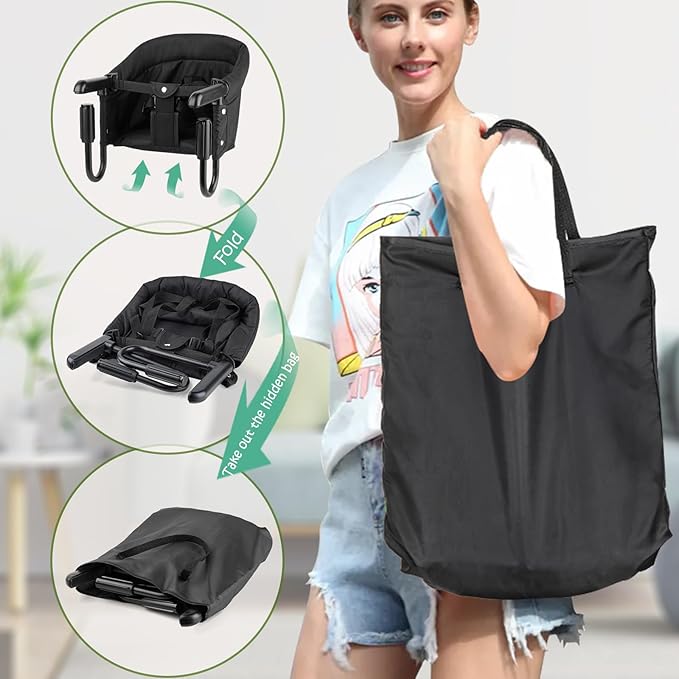 Hook On Chair, Portable Baby Feeding Seat Attached to Table - Clip On High Chair With Fold-Flat Storage Bag, Easy Clean Fast Table Seat for Home and Travel, Tight Fixing and Anti Drop Toddler Seat