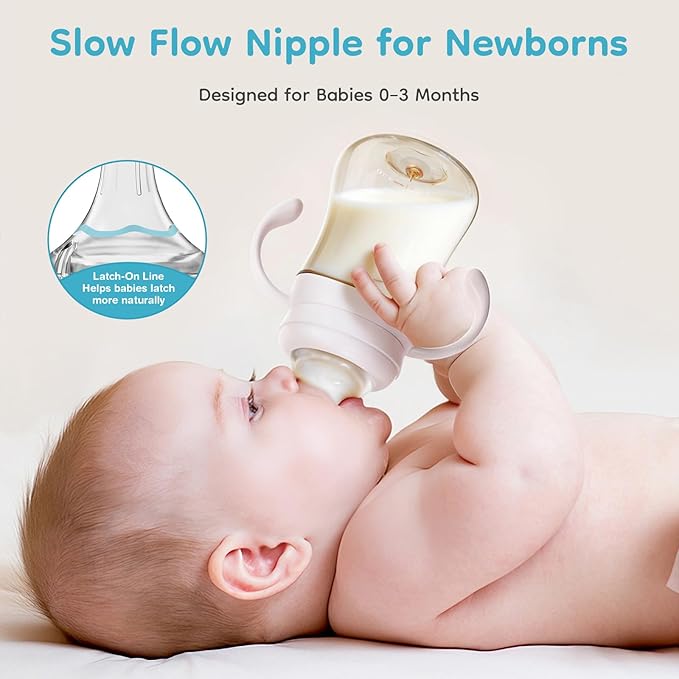 Dr.isla PPSU Baby Bottle for Breastfeeding Babies – Newborn Anti-Colic Bottle Set with Slow Flow Nipple, Dual Vent, 0-3 Months, BPA Free 5.4oz,2-Pack, Pink